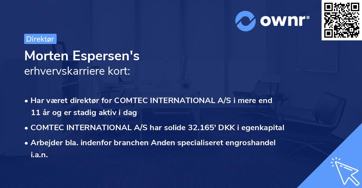 Morten Espersen's erhvervskarriere kort