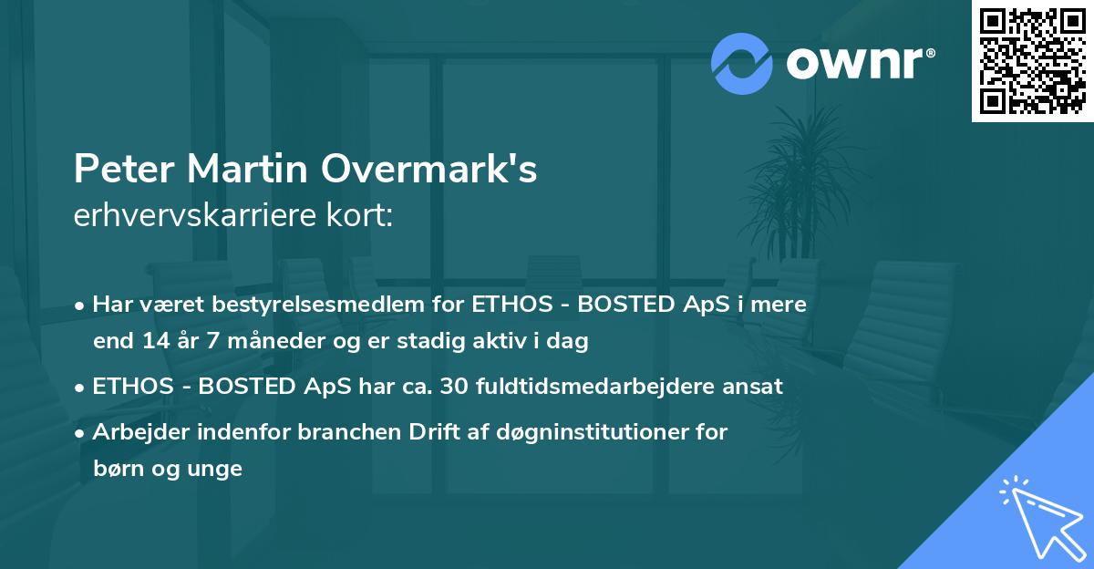 Peter Martin Overmark's erhvervskarriere kort