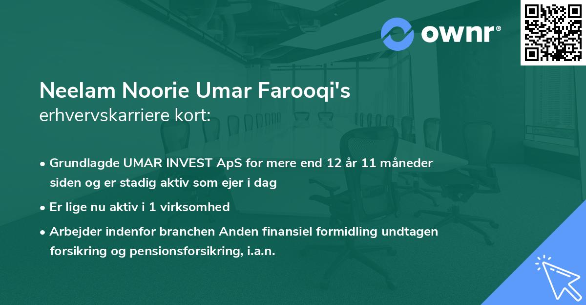 Neelam Noorie Umar Farooqi's erhvervskarriere kort