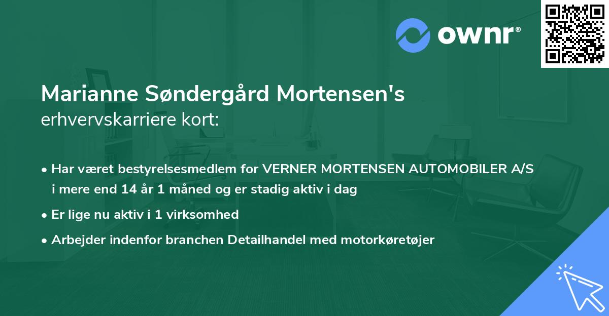 Marianne Søndergård Mortensen's erhvervskarriere kort