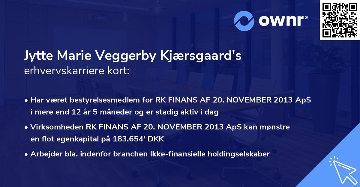 Jytte Marie Veggerby Kjærsgaard's erhvervskarriere kort