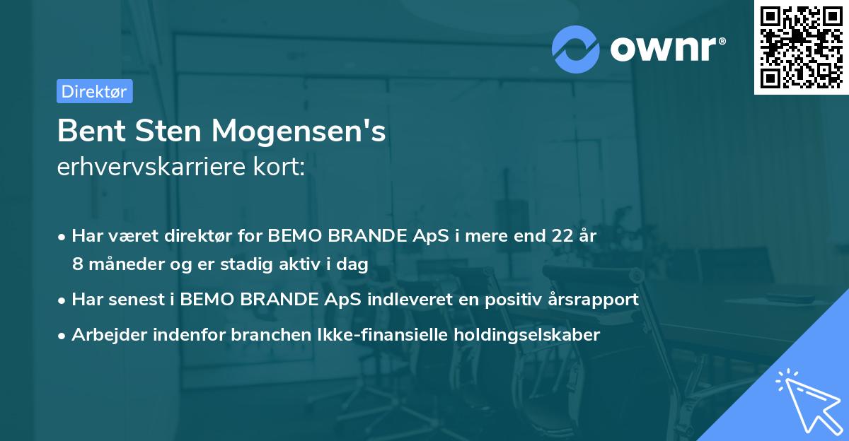 Bent Sten Mogensen's erhvervskarriere kort