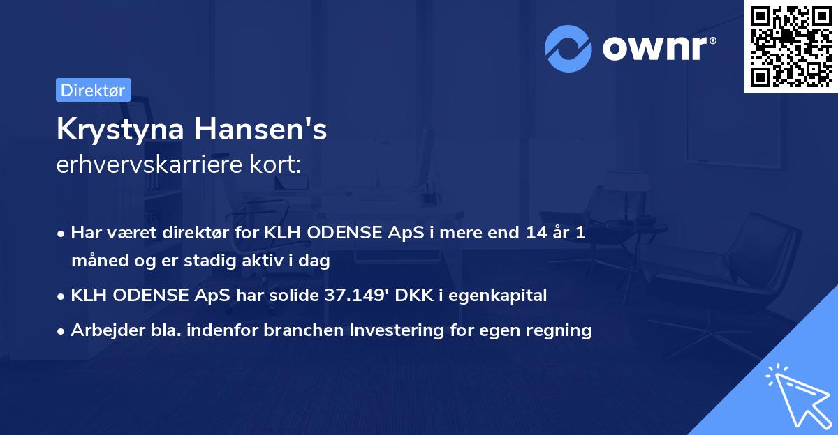 Krystyna Hansen's erhvervskarriere kort