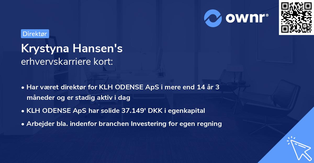 Krystyna Hansen's erhvervskarriere kort