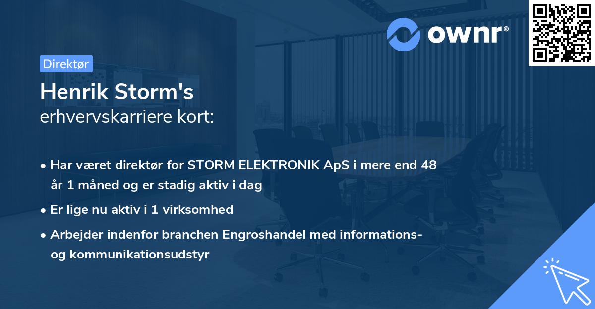 Henrik Storm's erhvervskarriere kort