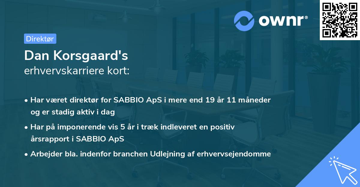 Dan Korsgaard's erhvervskarriere kort