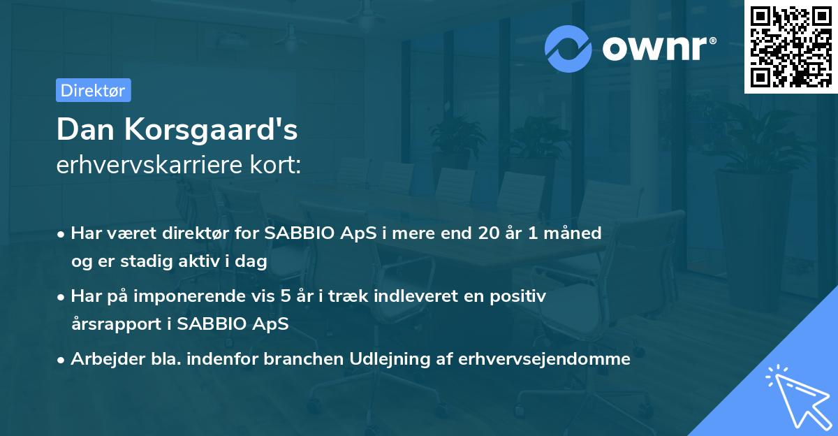 Dan Korsgaard's erhvervskarriere kort