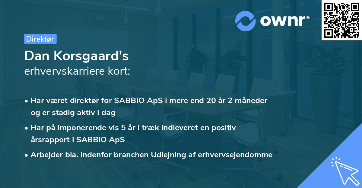 Dan Korsgaard's erhvervskarriere kort