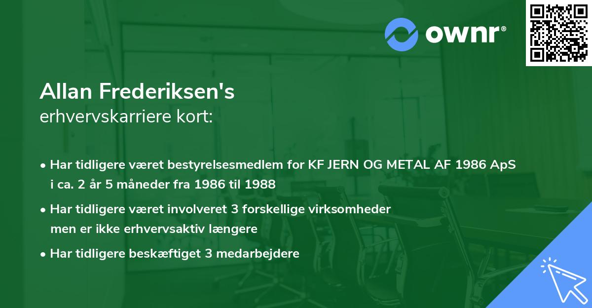 Allan Frederiksen's erhvervskarriere kort