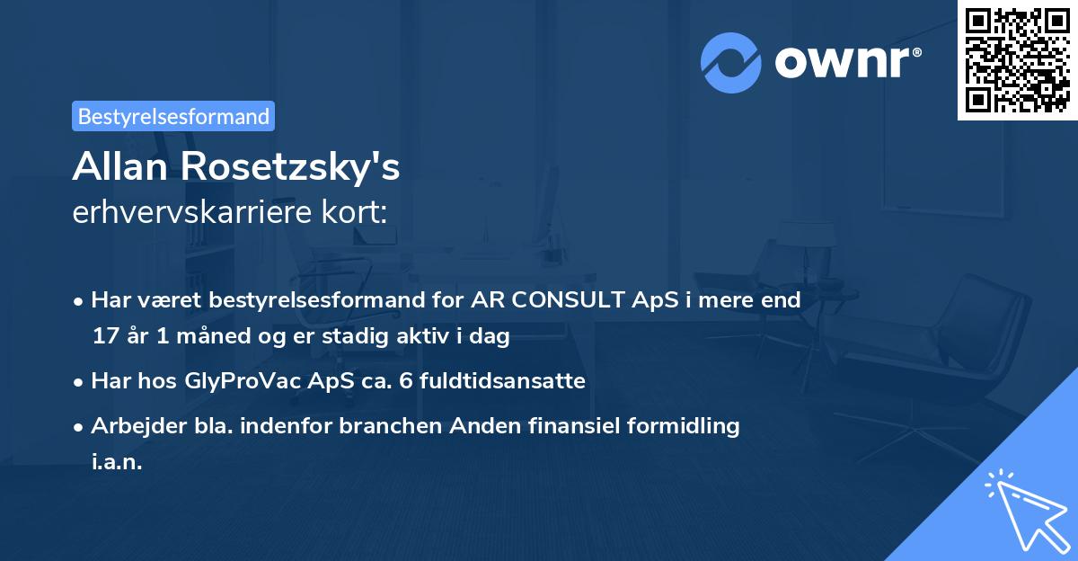 Allan Rosetzsky's erhvervskarriere kort