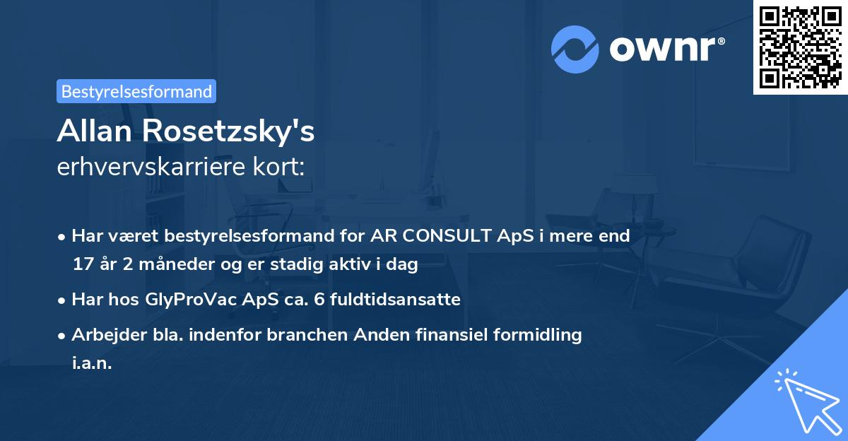 Allan Rosetzsky's erhvervskarriere kort