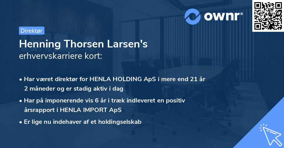 Henning Thorsen Larsen's erhvervskarriere kort