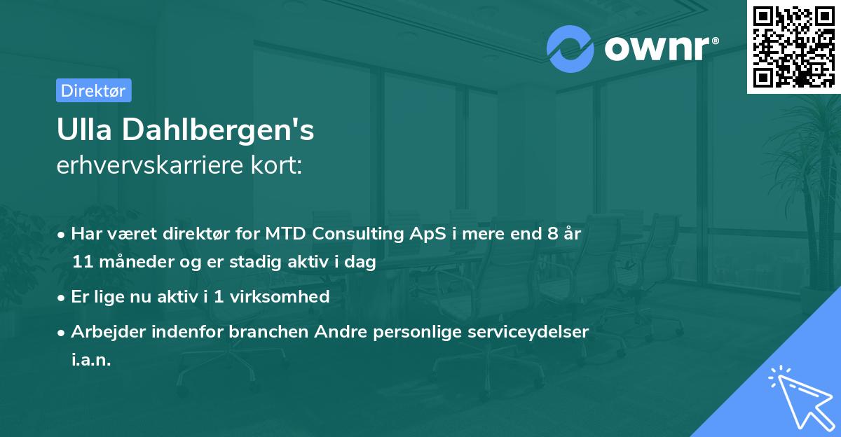 Ulla Dahlbergen's erhvervskarriere kort