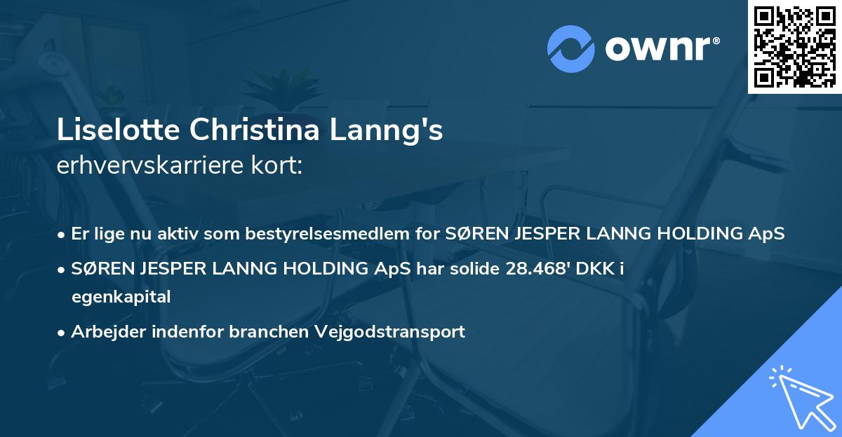 Liselotte Christina Lanng's erhvervskarriere kort