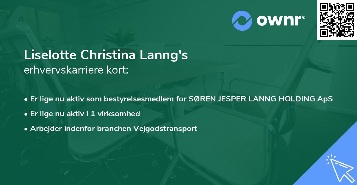 Liselotte Christina Lanng's erhvervskarriere kort