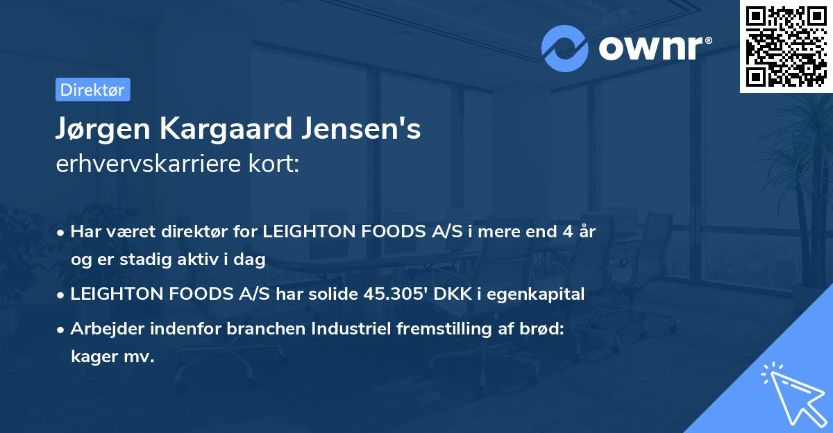 Jørgen Kargaard Jensen's erhvervskarriere kort