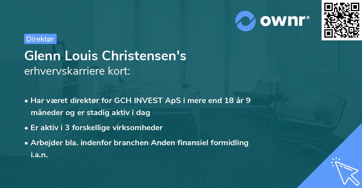 Glenn Louis Christensen's erhvervskarriere kort