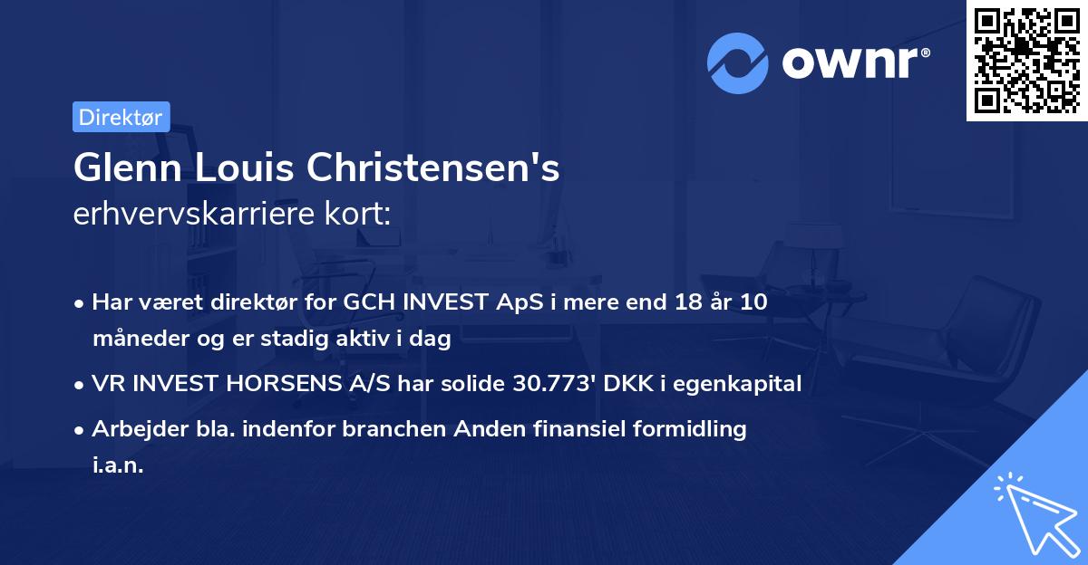 Glenn Louis Christensen's erhvervskarriere kort