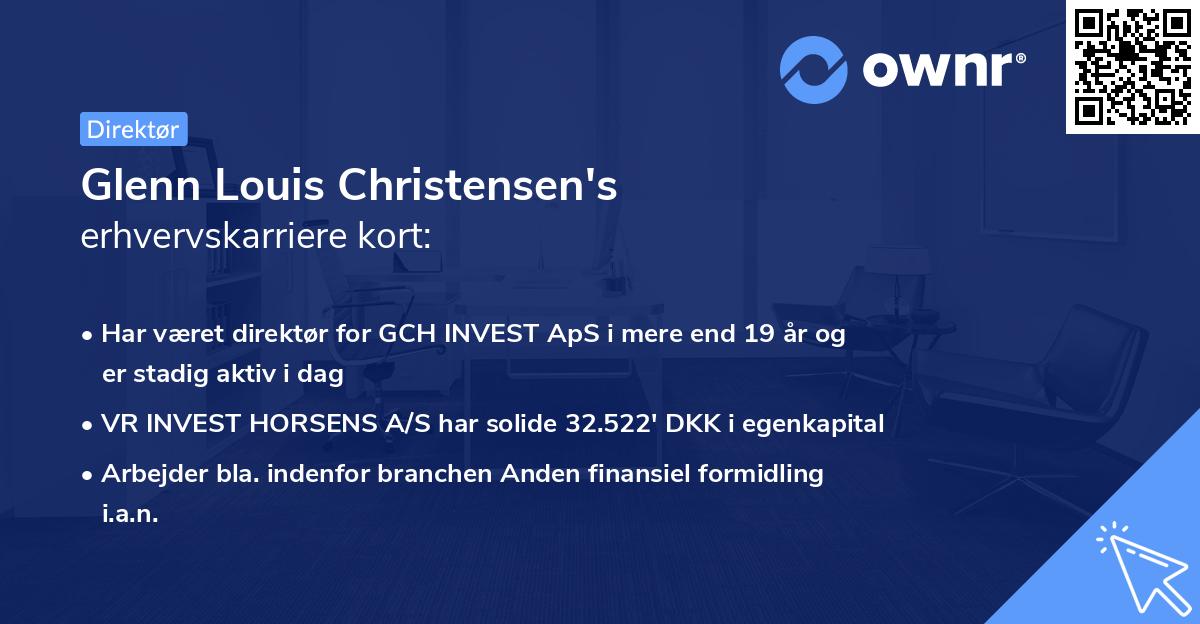 Glenn Louis Christensen's erhvervskarriere kort