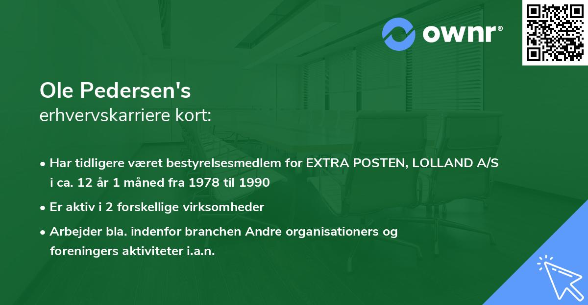 Ole Pedersen's erhvervskarriere kort