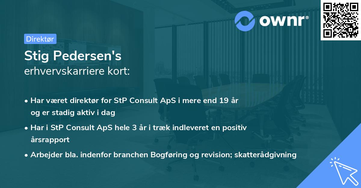 Stig Pedersen's erhvervskarriere kort