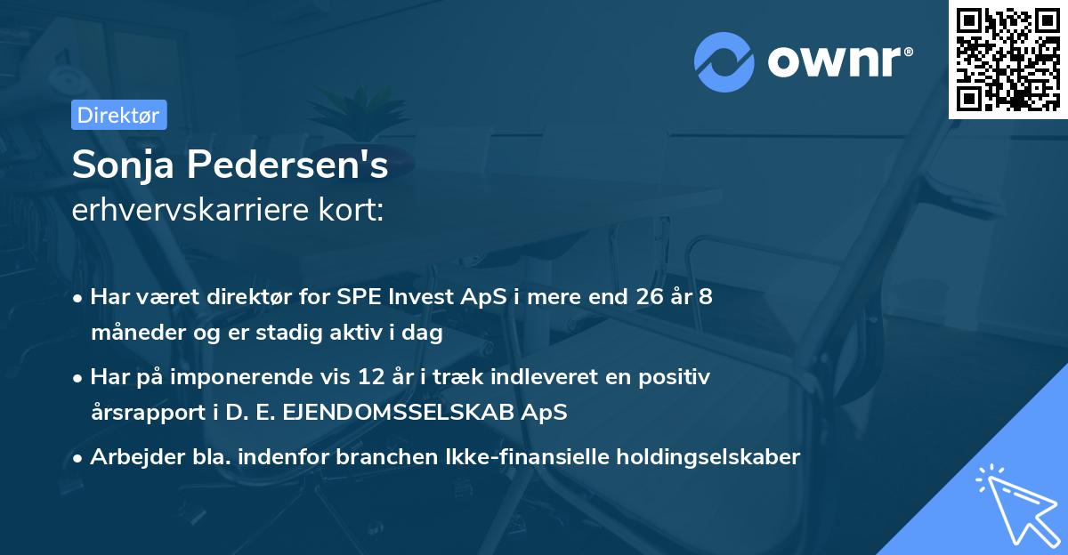 Sonja Pedersen's erhvervskarriere kort