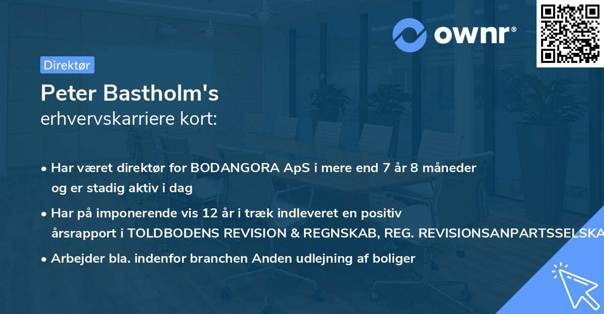 Peter Bastholm's erhvervskarriere kort