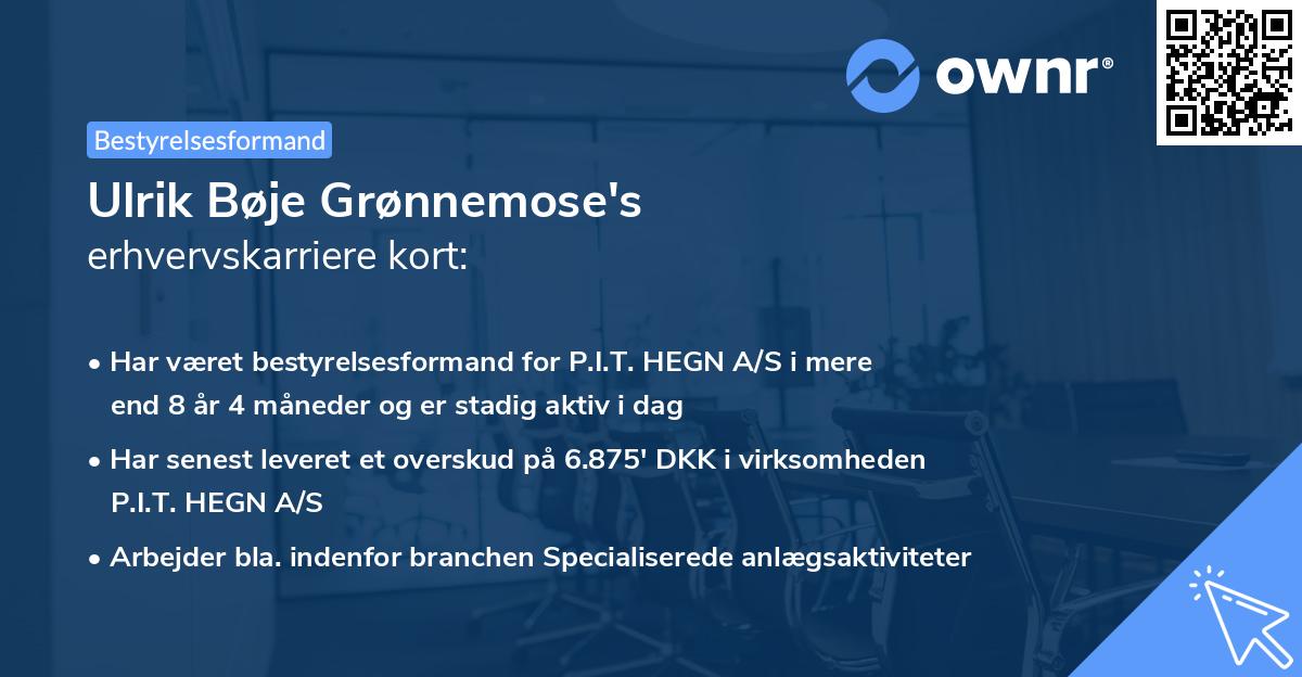 Ulrik Bøje Grønnemose's erhvervskarriere kort