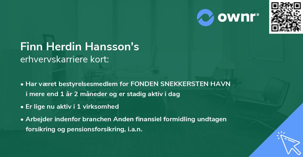 Finn Herdin Hansson's erhvervskarriere kort