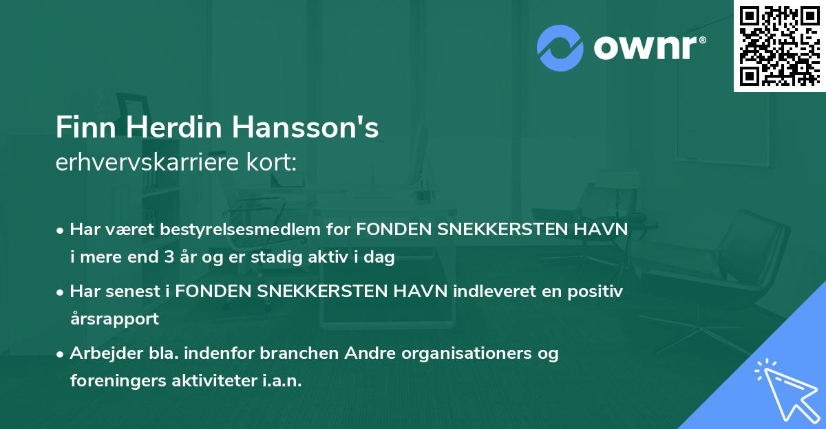 Finn Herdin Hansson's erhvervskarriere kort