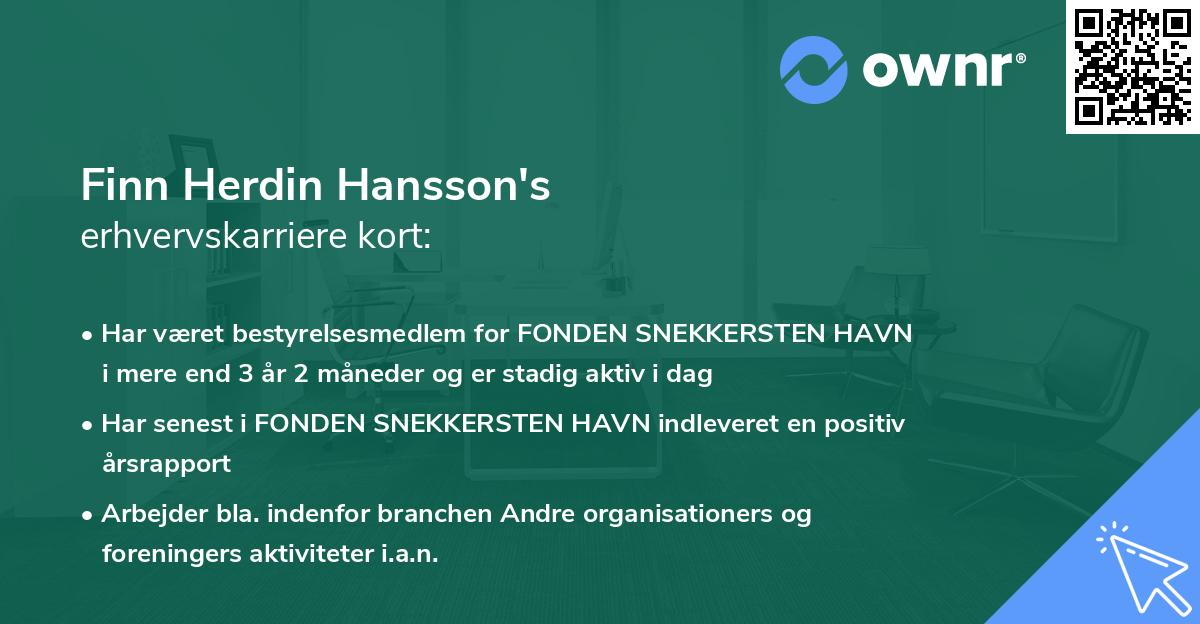 Finn Herdin Hansson's erhvervskarriere kort
