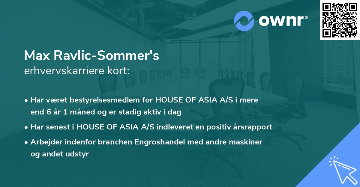Max Ravlic-Sommer's erhvervskarriere kort