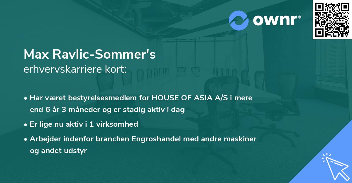 Max Ravlic-Sommer's erhvervskarriere kort