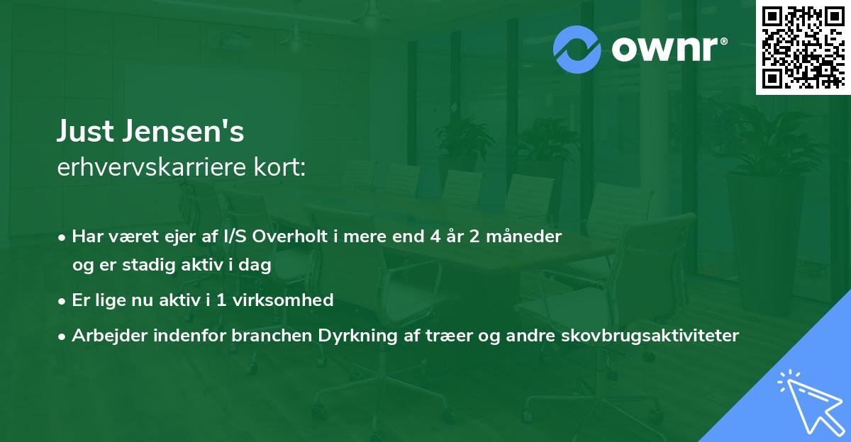 Just Jensen's erhvervskarriere kort