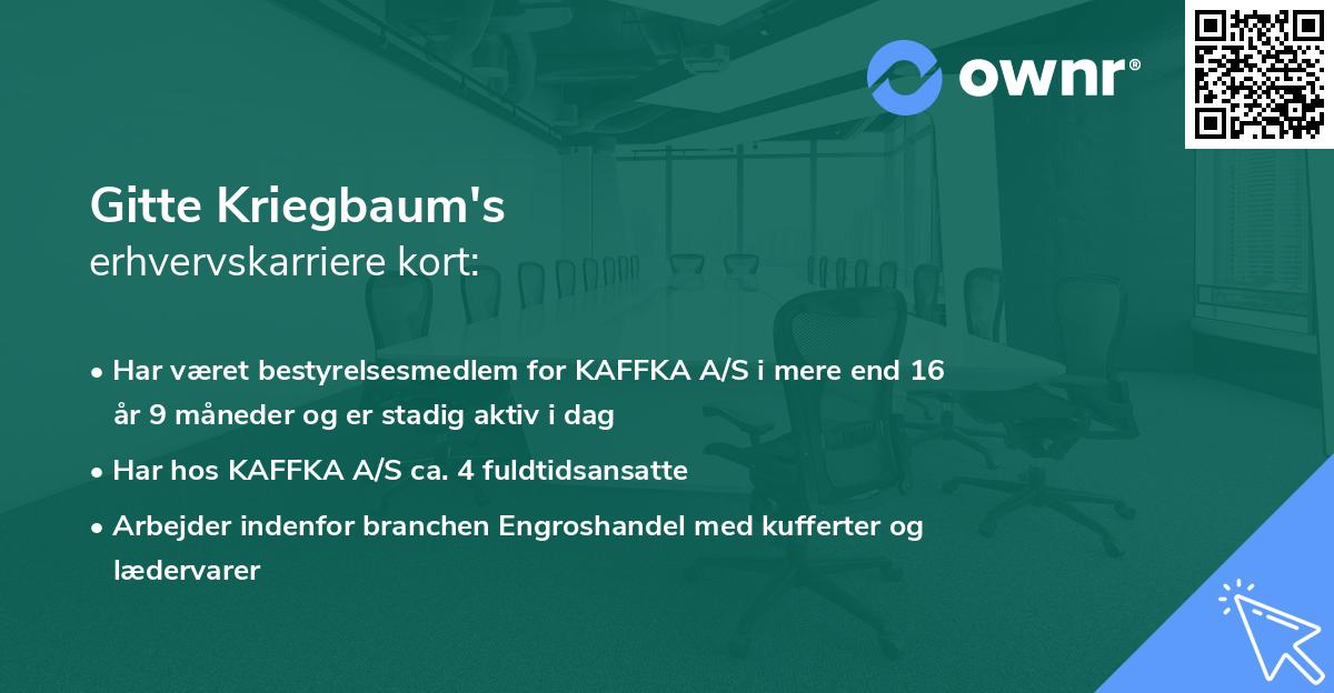 Gitte Kriegbaum's erhvervskarriere kort