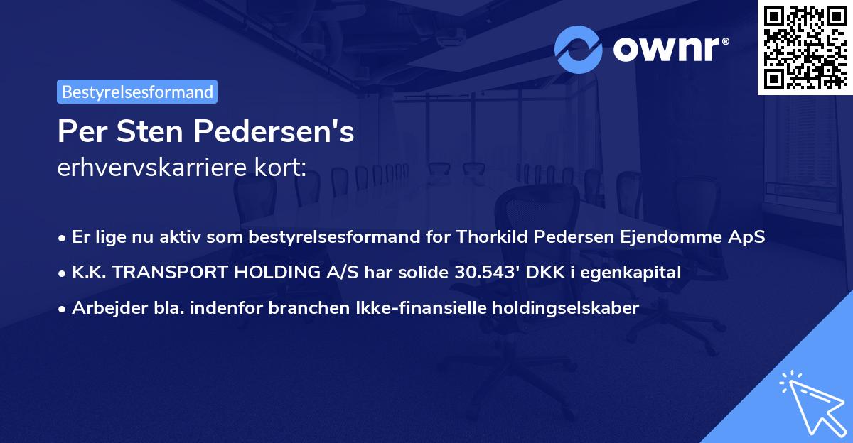 Per Sten Pedersen's erhvervskarriere kort