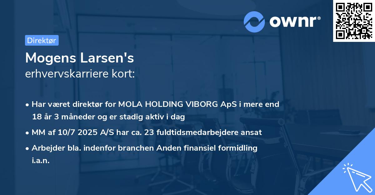 Mogens Larsen's erhvervskarriere kort
