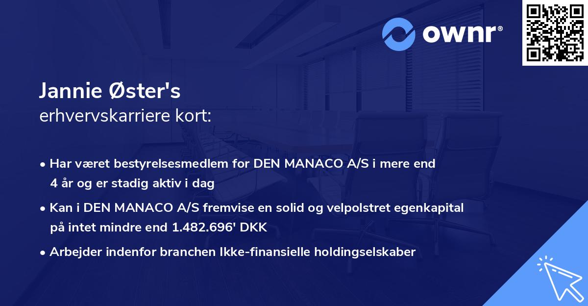 Jannie Øster's erhvervskarriere kort