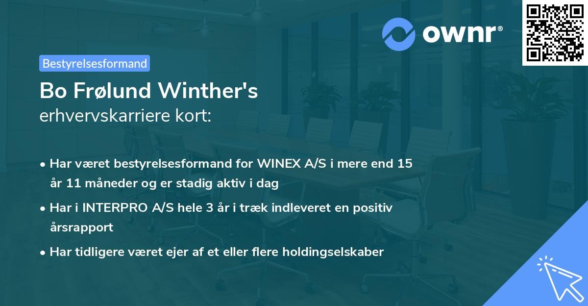 Bo Frølund Winther's erhvervskarriere kort