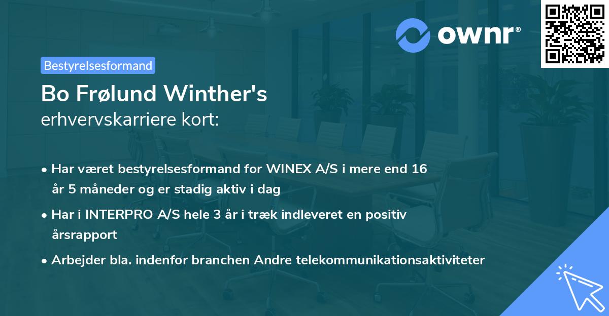 Bo Frølund Winther's erhvervskarriere kort