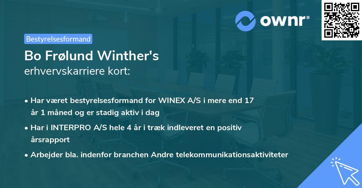 Bo Frølund Winther's erhvervskarriere kort
