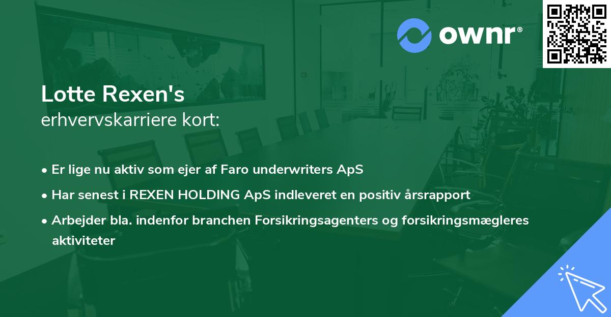 Lotte Rexen's erhvervskarriere kort