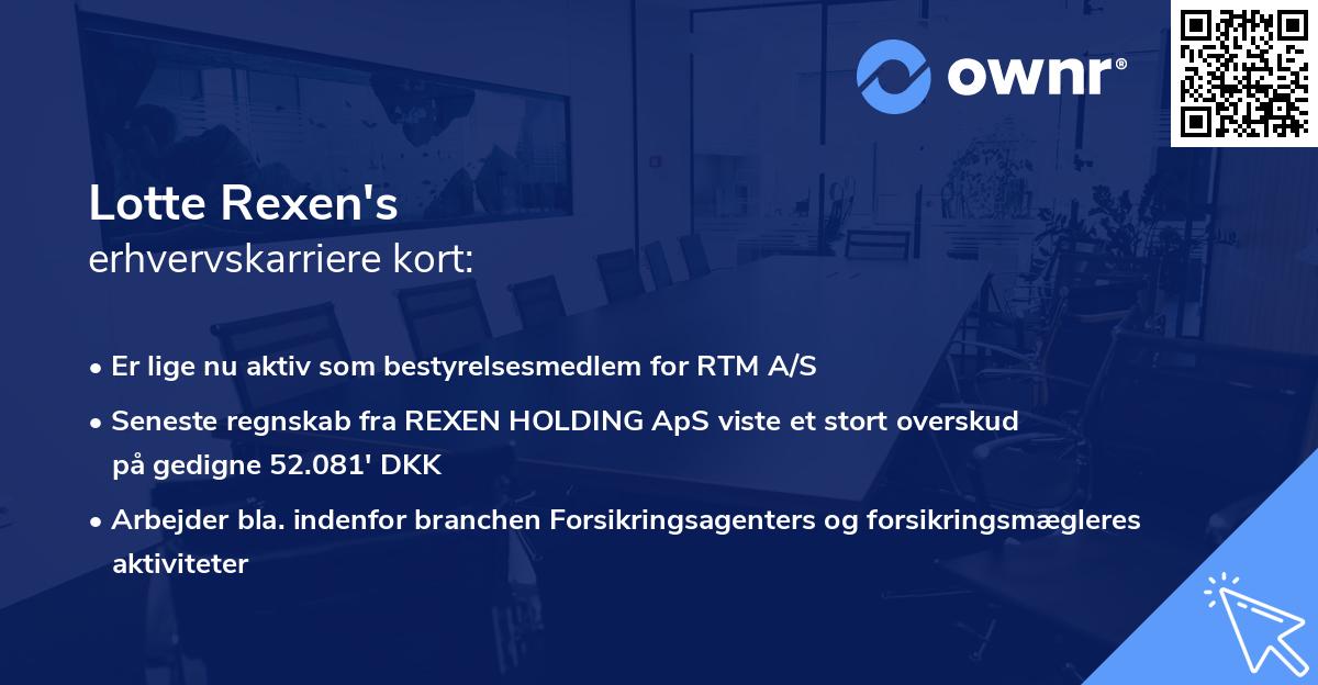 Lotte Rexen's erhvervskarriere kort