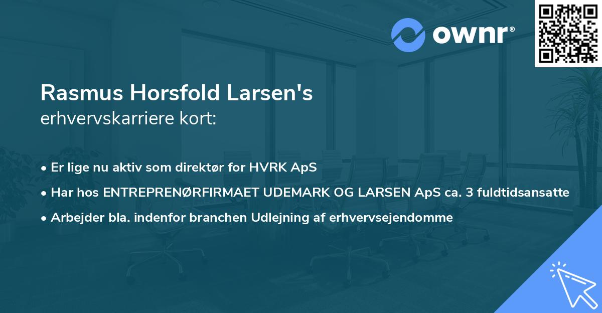 Rasmus Horsfold Larsen's erhvervskarriere kort