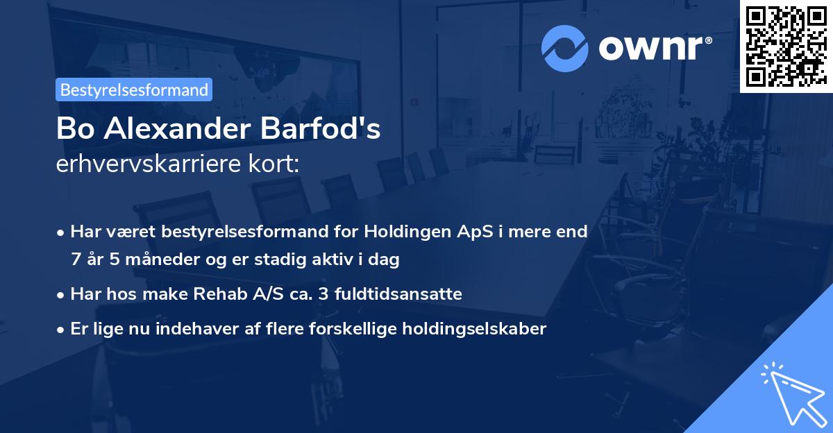 Bo Alexander Barfod's erhvervskarriere kort