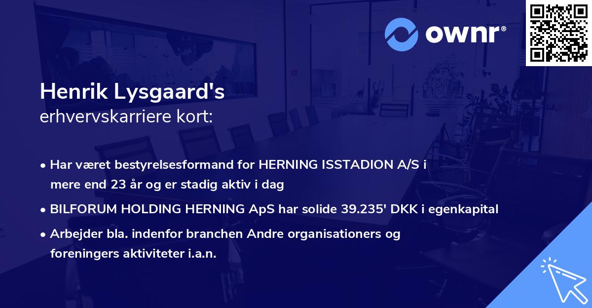 Henrik Lysgaard's erhvervskarriere kort