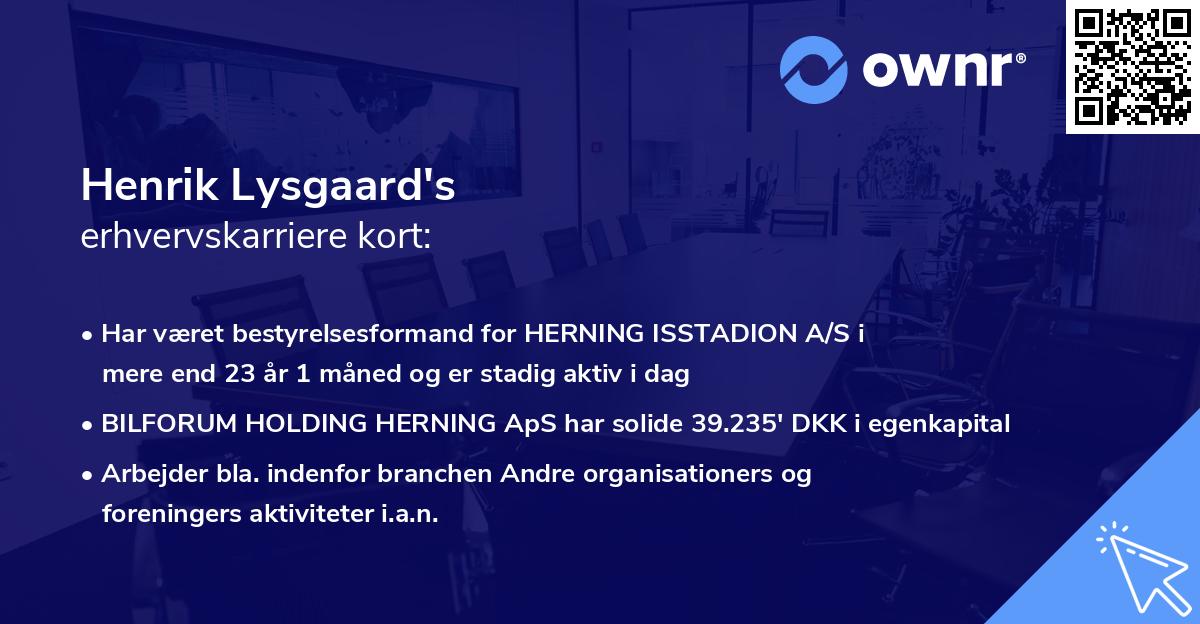 Henrik Lysgaard's erhvervskarriere kort