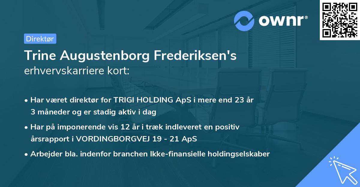 Trine Augustenborg Frederiksen's erhvervskarriere kort