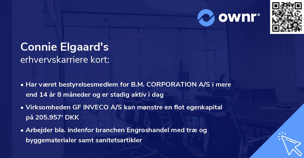 Connie Elgaard's erhvervskarriere kort