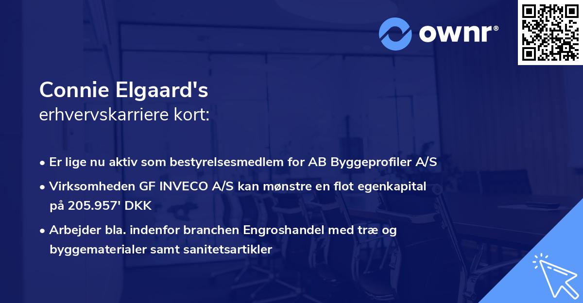 Connie Elgaard's erhvervskarriere kort